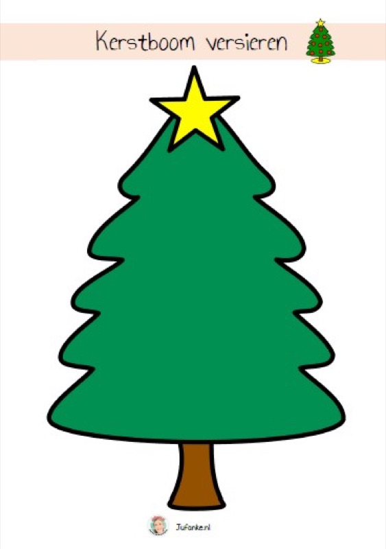 Voorbeeld van Kerstboom versieren tel- en kleikaarten