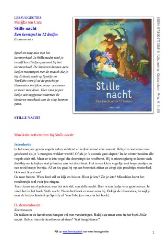 Voorbeeld van Lessuggesties bij Stille nacht (Lemniscaat)