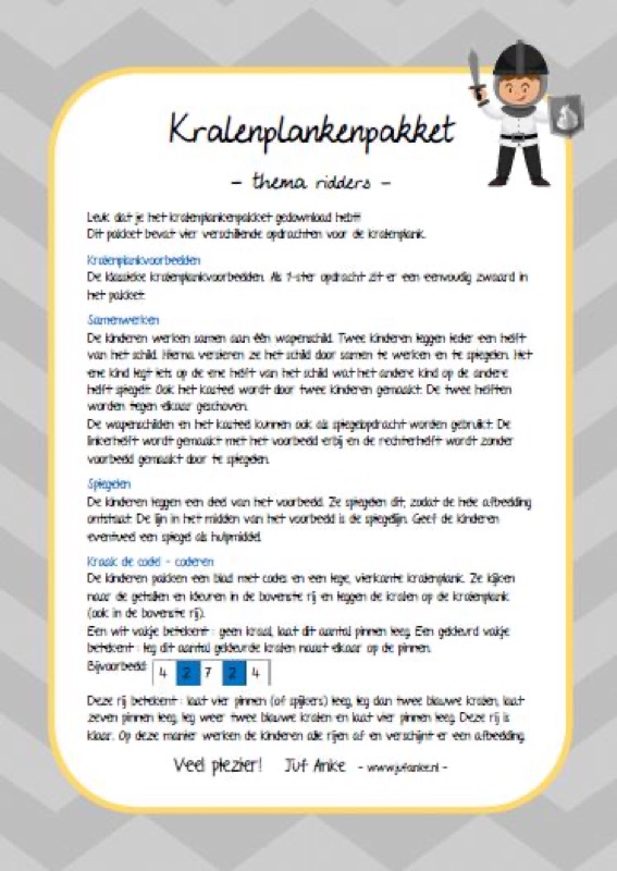 Voorbeeld van Kralenplankpakket Ridders