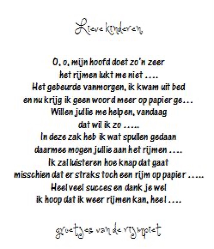 Voorbeeld van De zak van Piet rijmen