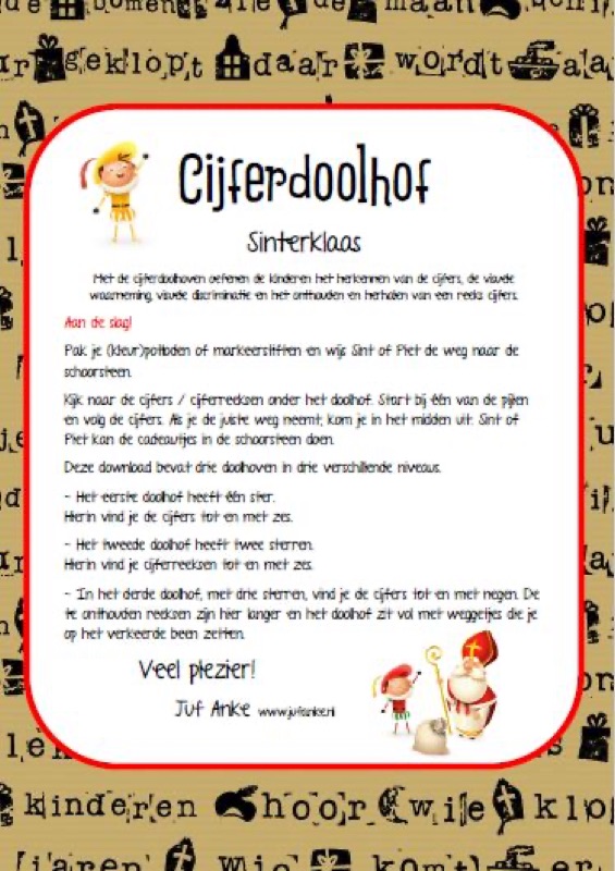 Voorbeeld van Cijferdoolhoven Sinterklaas