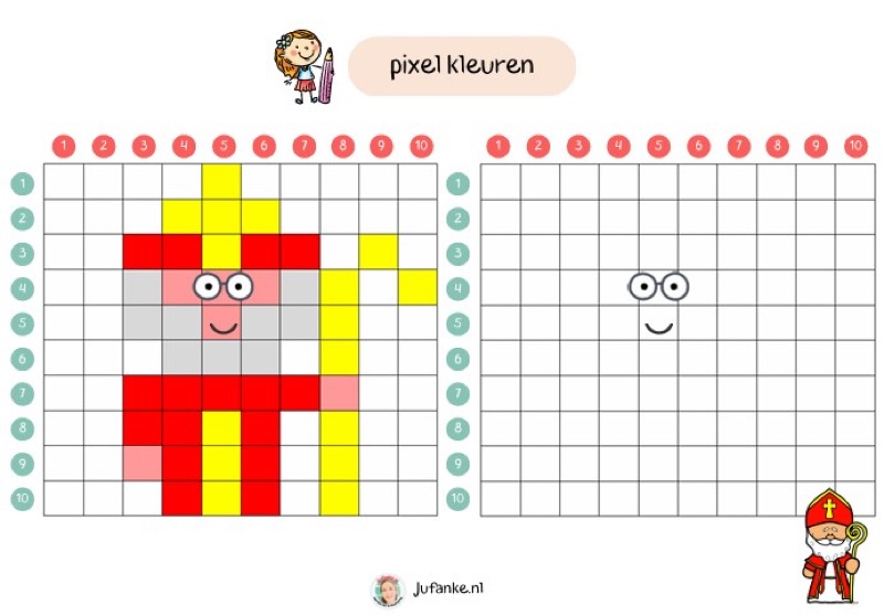Voorbeeld van Pixel kleuren Sinterklaas