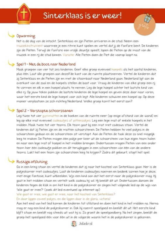 Voorbeeld van Spellessen thema Sinterklaas