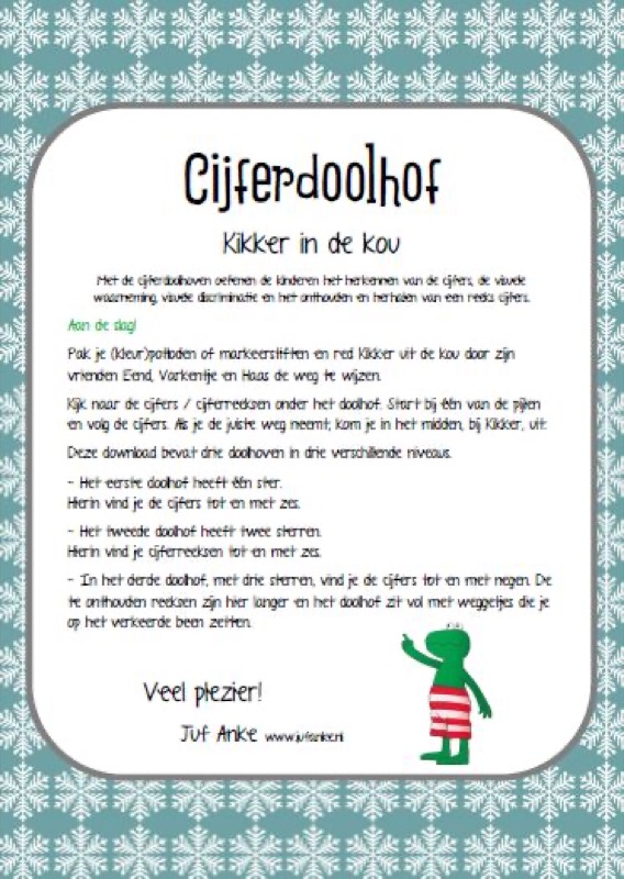 Voorbeeld van Cijferdoolhoven Kikker in de kou