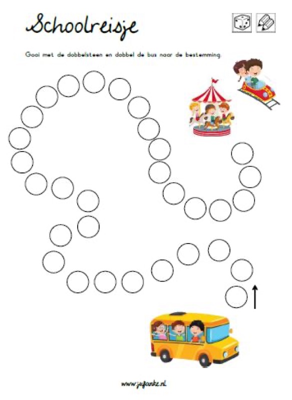 Voorbeeld van Dobbelbladen Schoolreisje