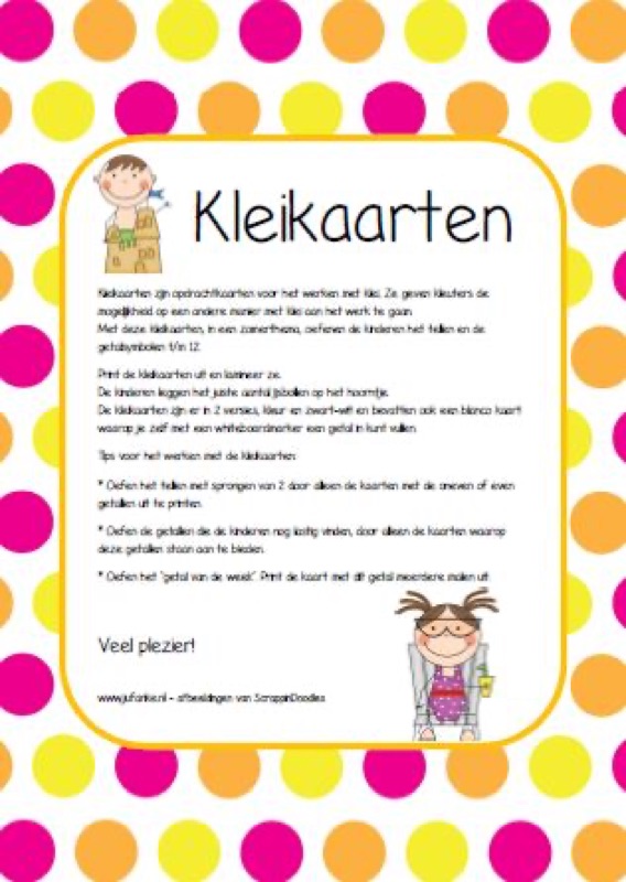 Voorbeeld van Tel- en kleikaarten zomer