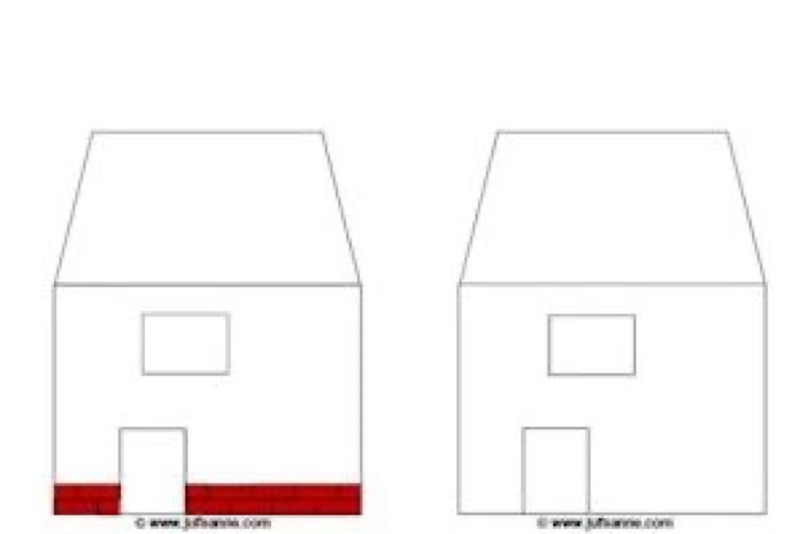 Voorbeeld van Huis met dak metselen