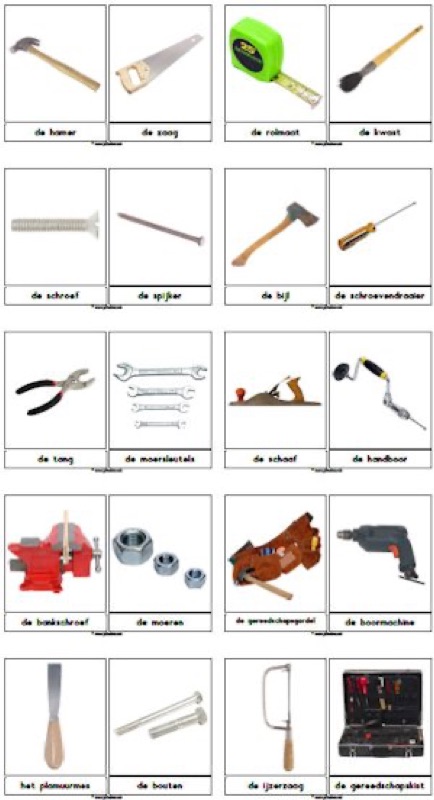 Voorbeeld van Woordkaarten gereedschap groot