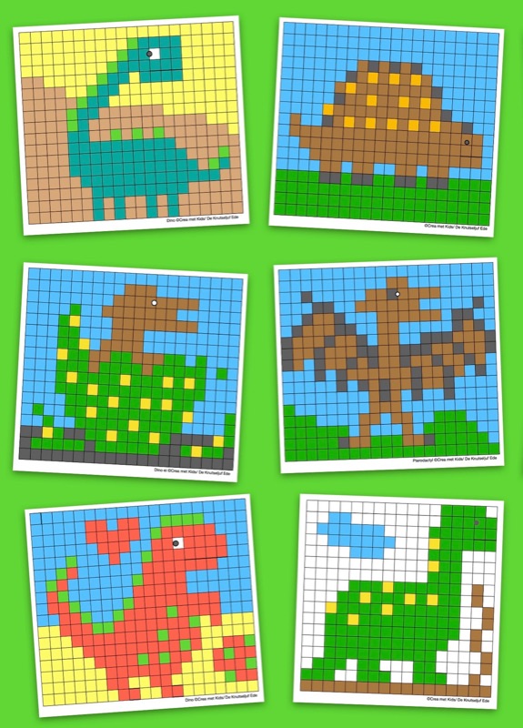 Voorbeeld van Coderen met kleuren: dinosaurussen