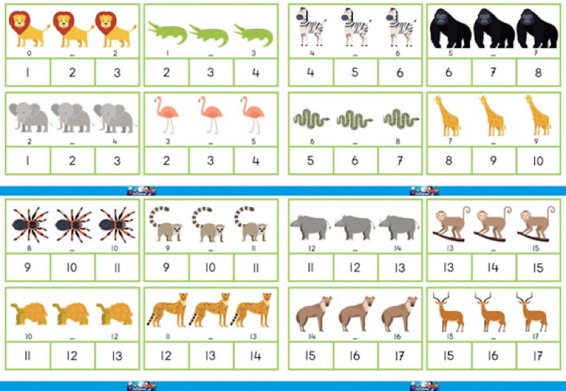 Voorbeeld van Getallenlijnspel dierentuin