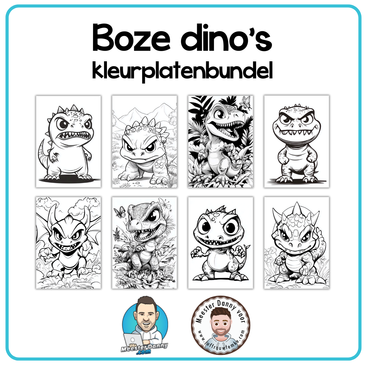 Voorbeeld van Boze dino’s kleurplatenbundel