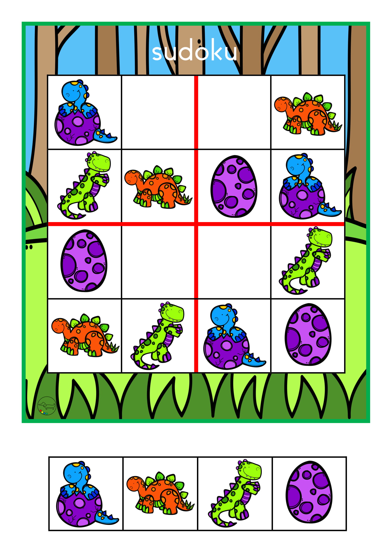 Voorbeeld van Sudoku en matrix: dino’s