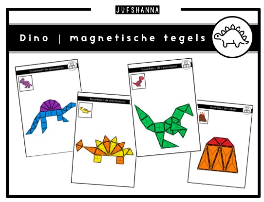 Voorbeeld van Bouwkaarten met magnetische tegels: dino’s