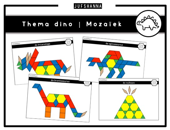 Voorbeeld van Mozaïekkaarten: dino’s