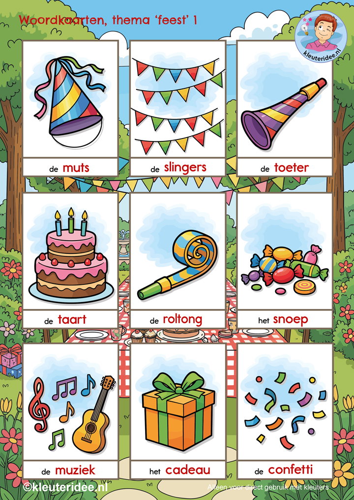 Voorbeeld van Woordenschat: Woordkaarten Feest & Verjaardag