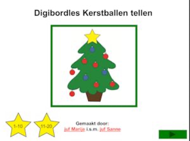 Voorbeeld van Digibordles kerstboomballen