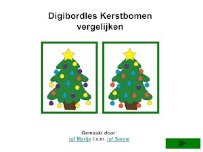 Voorbeeld van Digibordles vergelijken kerst