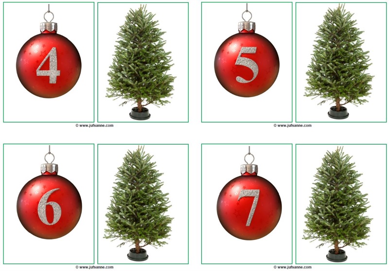 Voorbeeld van Kerstballen 0 t/m 10 met lege boom