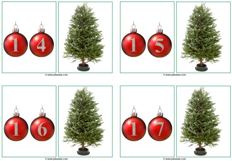 Voorbeeld van Kerstballen 0 t/m 20 met lege boom