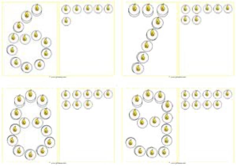 Voorbeeld van Telkaarten kerst 1 t/m 10 met hoeveelheden