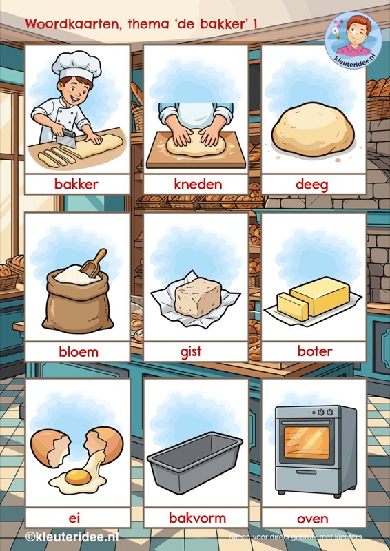 Voorbeeld van Woordkaarten de bakker