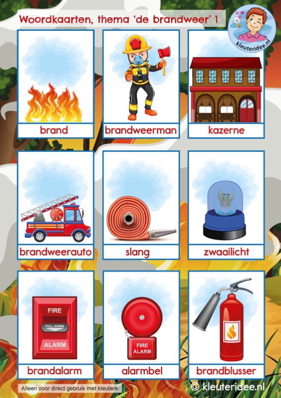 Voorbeeld van Woordkaarten brandweer