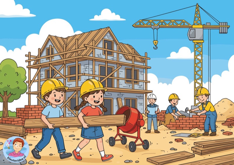 Voorbeeld van Interactieve praatplaat wij bouwen een huis