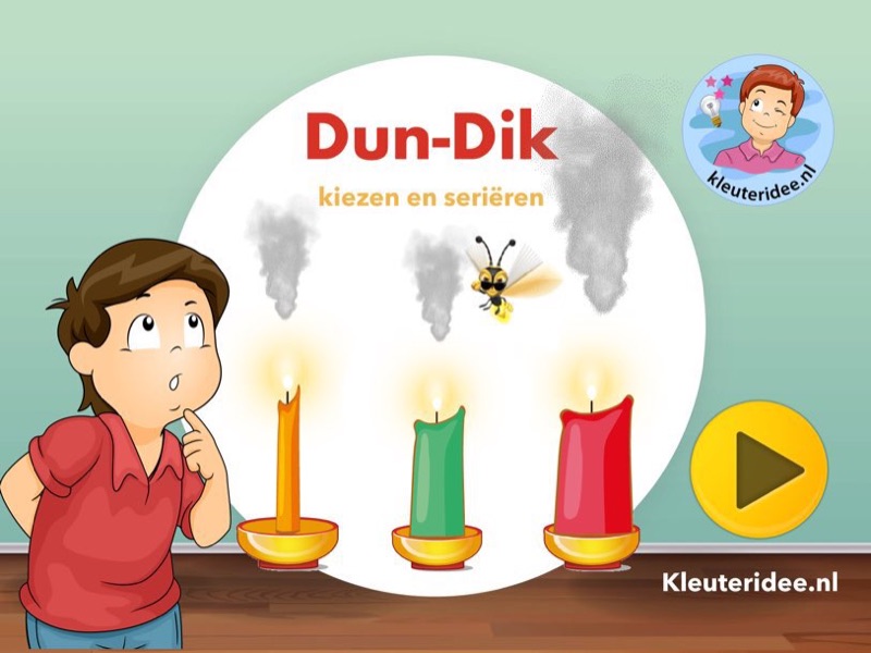 Voorbeeld van Digibordspel Kaarsen seriëren dun en dik
