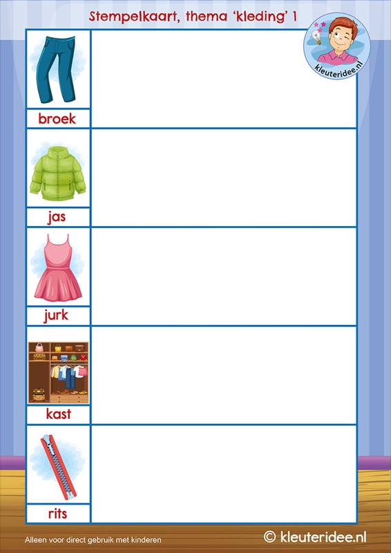Voorbeeld van Stempelkaarten kleding