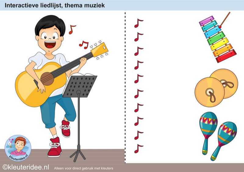 Voorbeeld van Interactieve liedlijst muziekinstrumenten