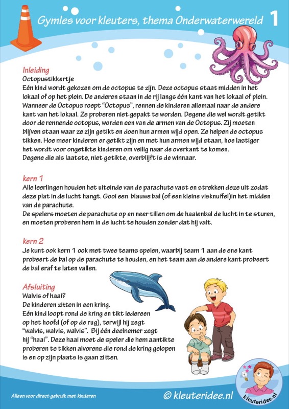 Voorbeeld van Gymlessen onderwaterwereld