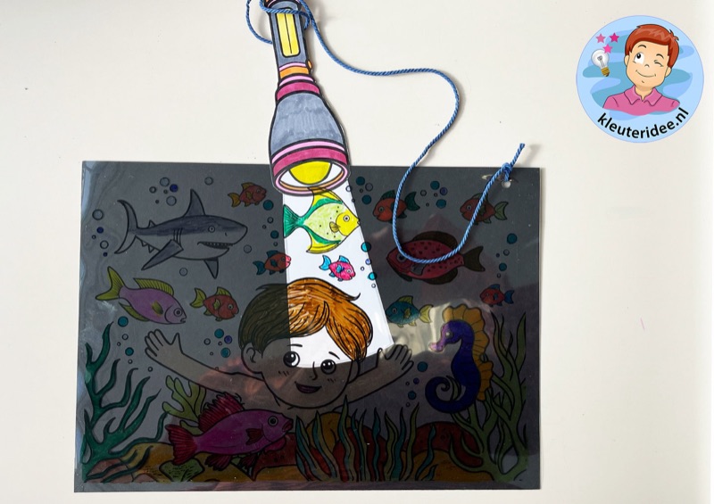 Voorbeeld van Onderwaterwereld met zaklamp