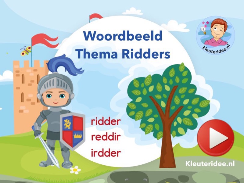 Voorbeeld van Digibordles woordbeeld ridders