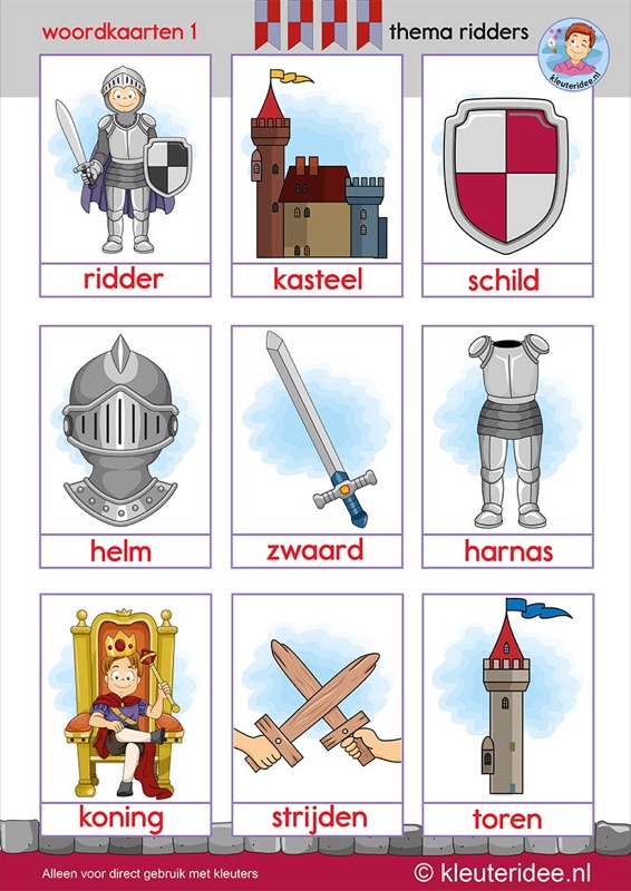 Voorbeeld van Woordkaarten ridders