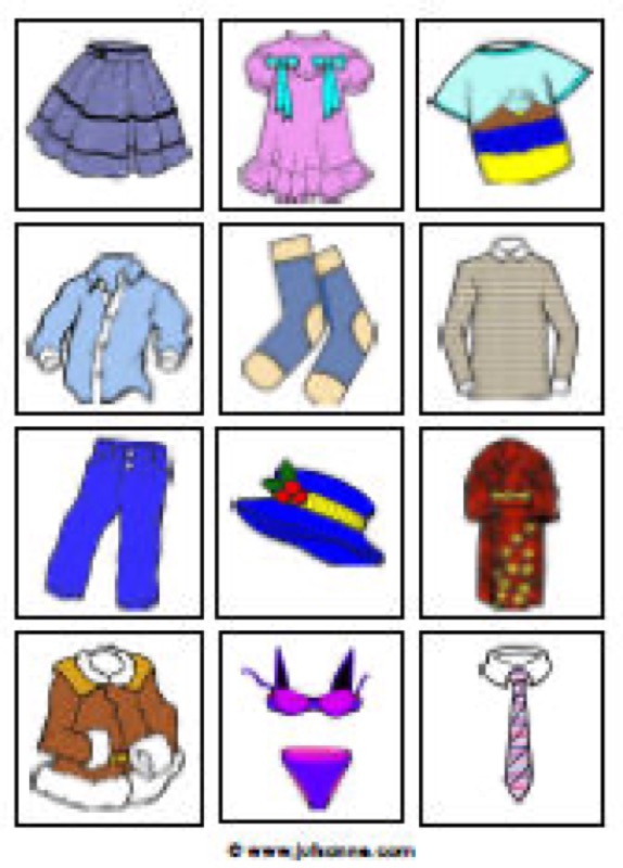Voorbeeld van Memory kleding kleurenplaatjes