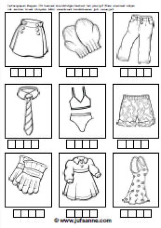 Voorbeeld van Woordstukjes kleding