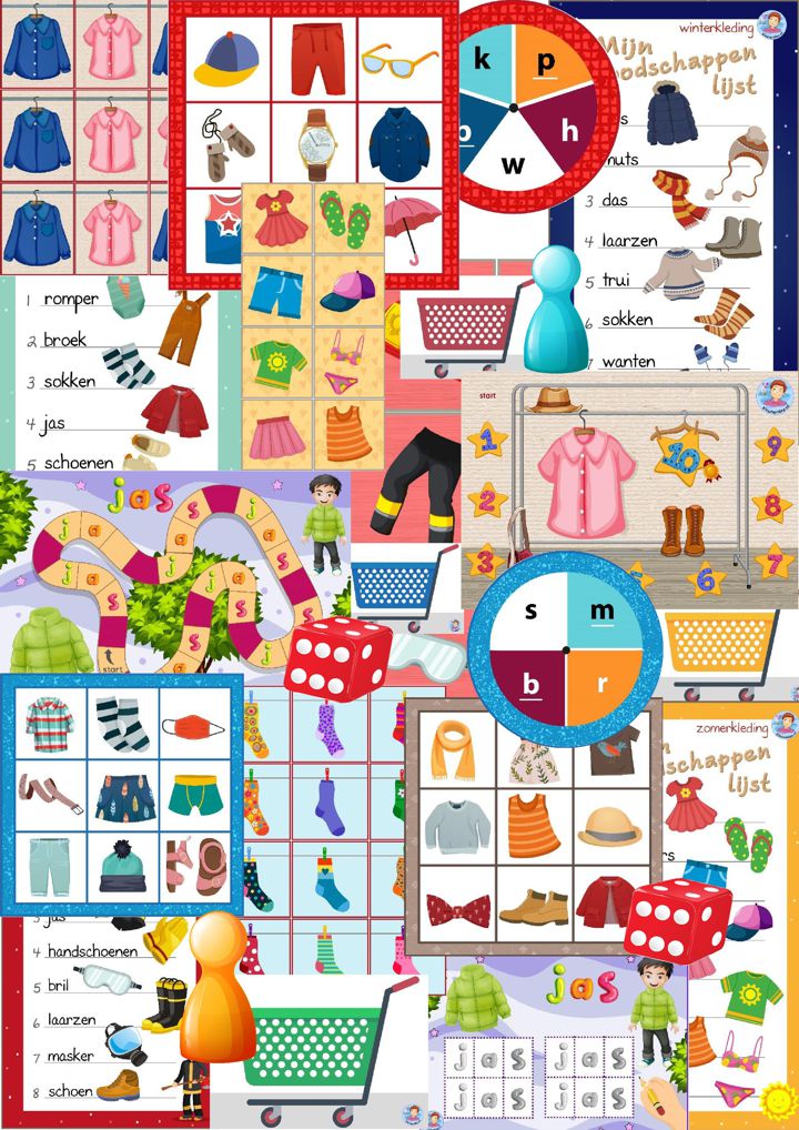 Voorbeeld van Spel & Werkblad: Spellenpakket Kleding & Seizoensgarderobe