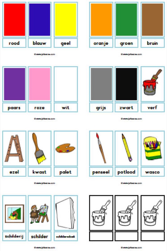 Voorbeeld van Woordkaarten kleuren