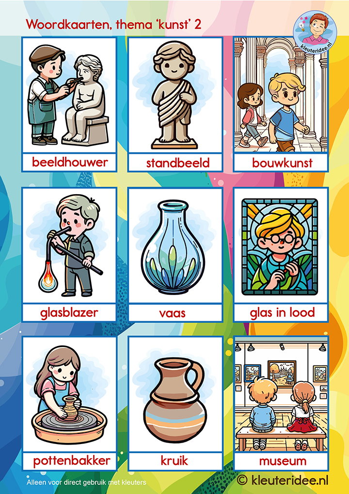 Voorbeeld van Mondriaan Bingo: Vormen en Primaire Kleuren