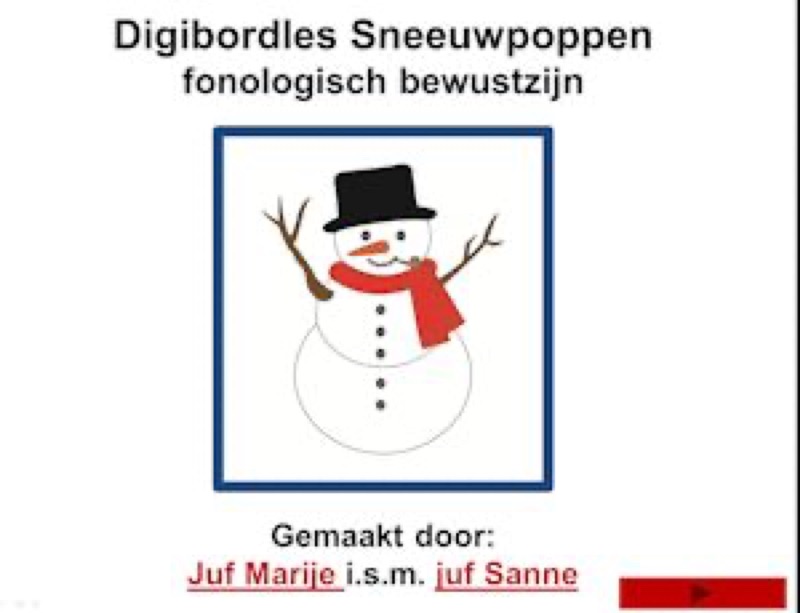 Voorbeeld van Digibordles sneeuwpoppen fonologisch bewustzijn