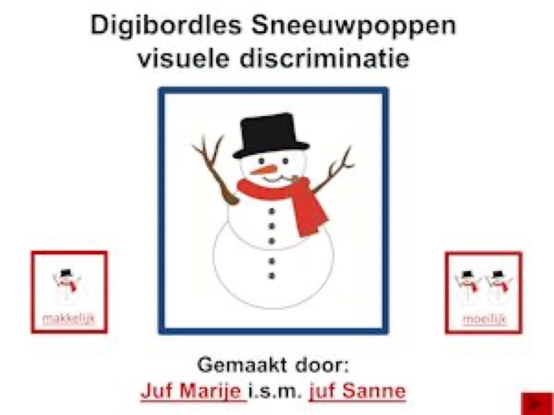 Voorbeeld van Digibordles sneeuwpoppen