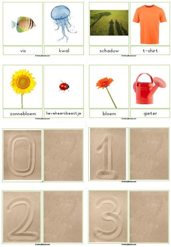 Voorbeeld van Fotowoordkaarten zomer en telkaarten