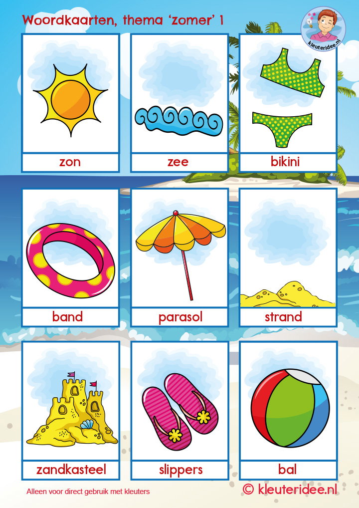 Voorbeeld van Woordenschat: Zomer & Strand Woordkaarten