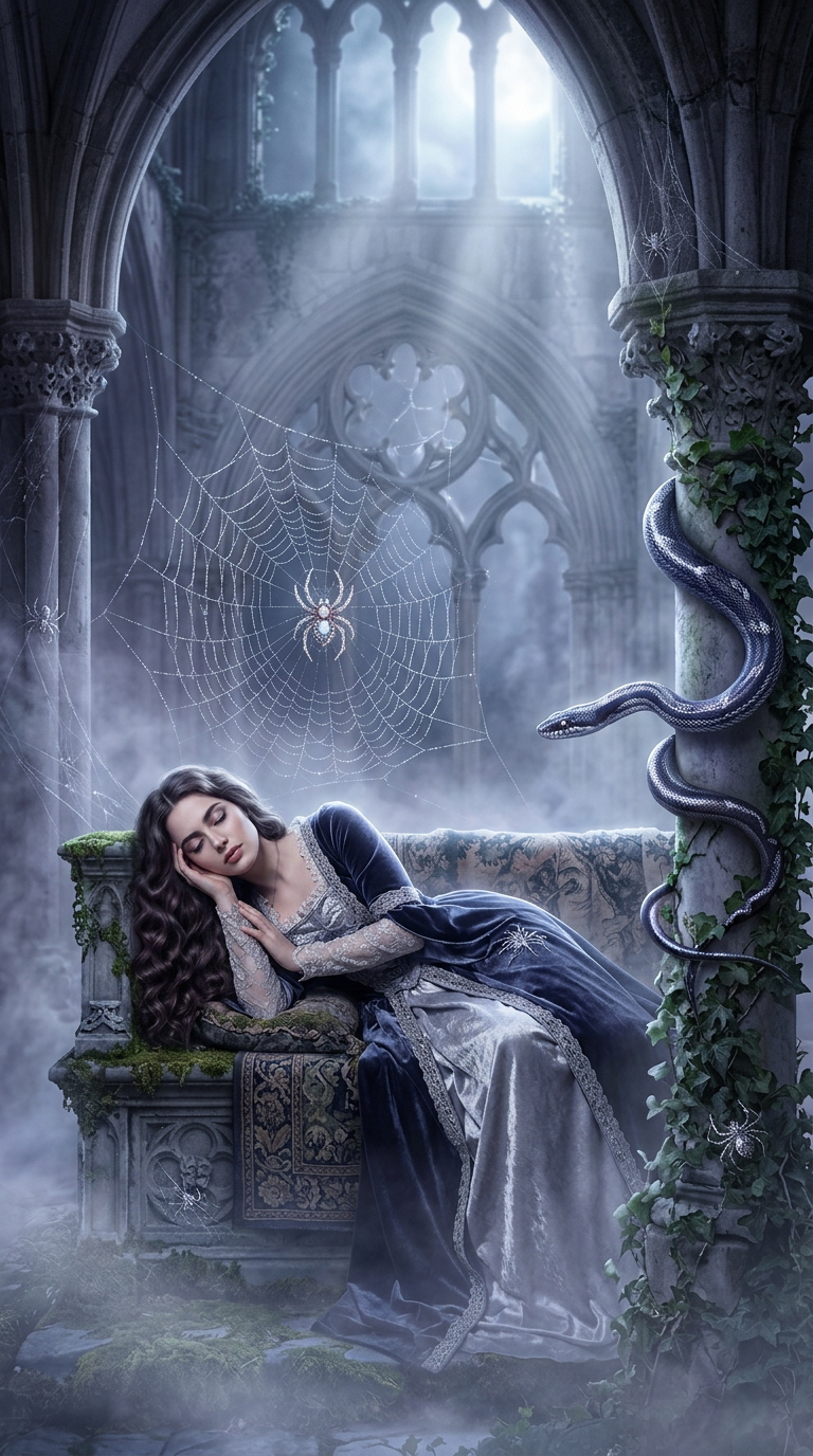 Illustration of spider and snake as a dream symbol