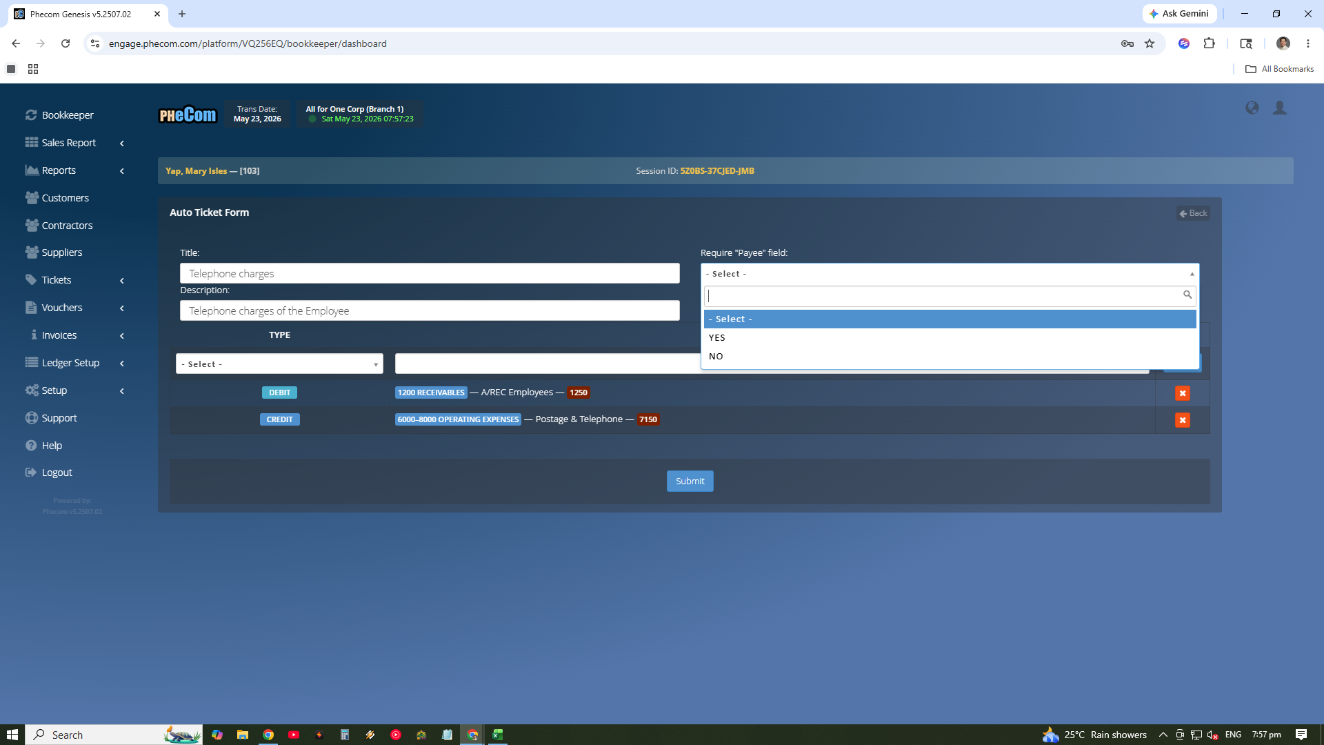 Custom Ticket Interface