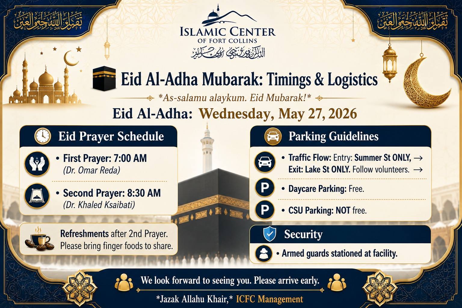 Eid Al Adha Prayer | Two Prayer Sessions