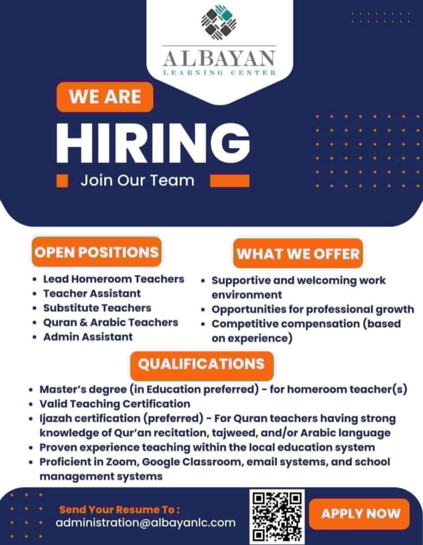 Multiple Positions - See flyer for more details.