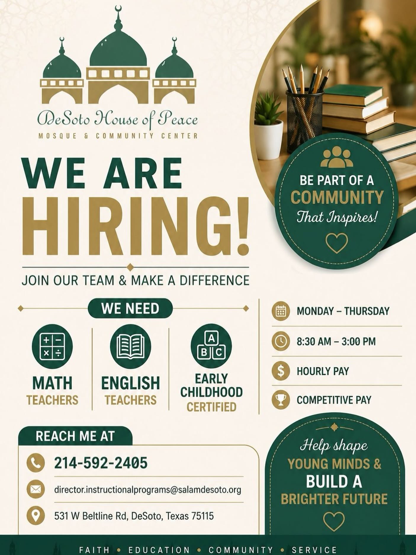Math Teachers • English Teachers • Early Childhood Certified Educators