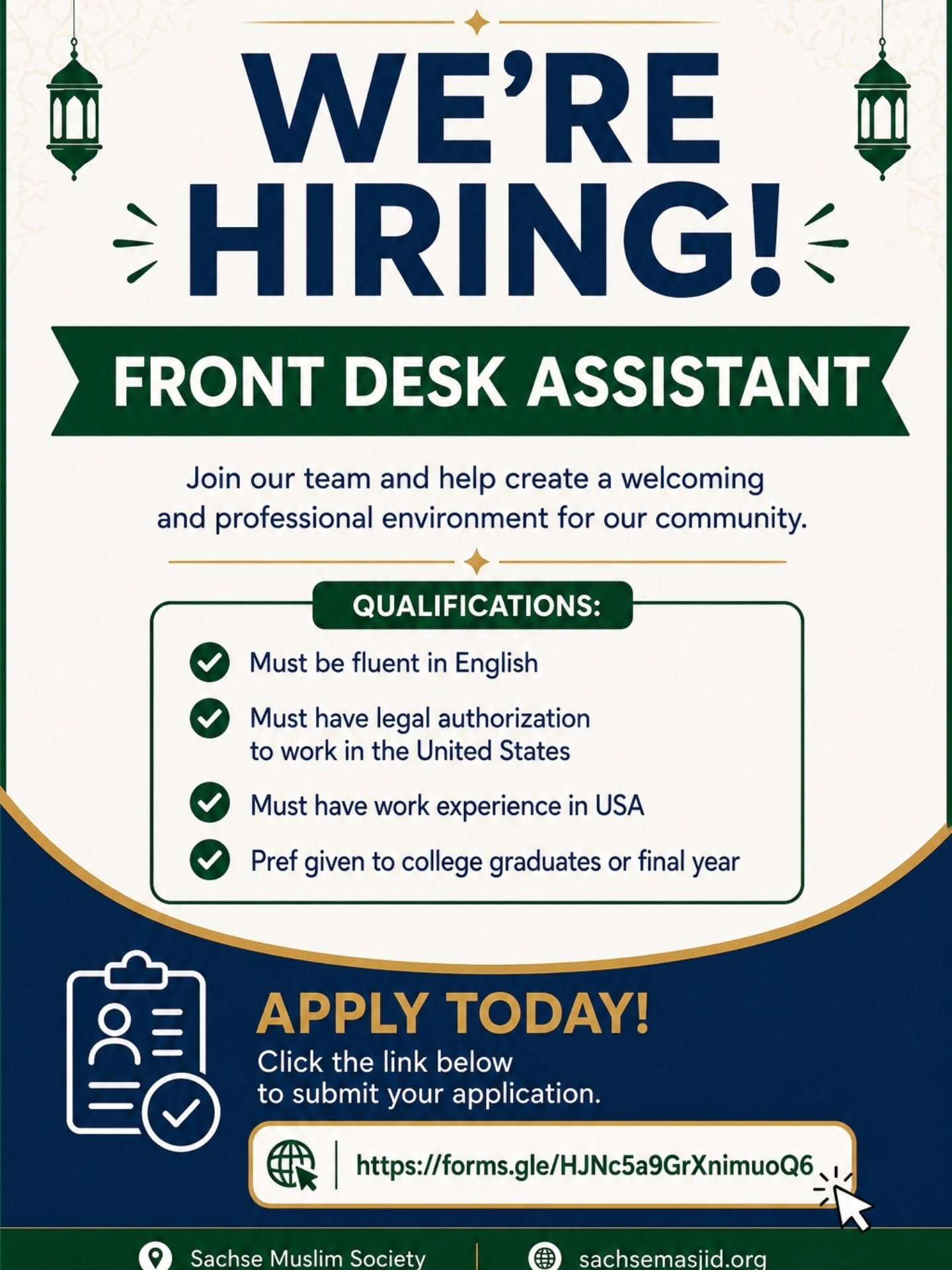 Front Desk Assistant