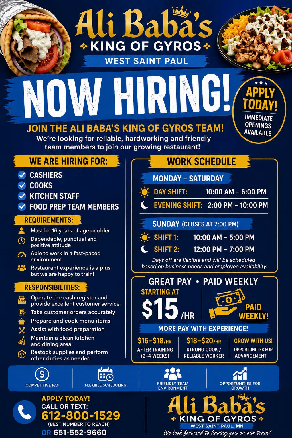 Cashiers | Cooks | Kitchen Staff | Food Prep Team Members